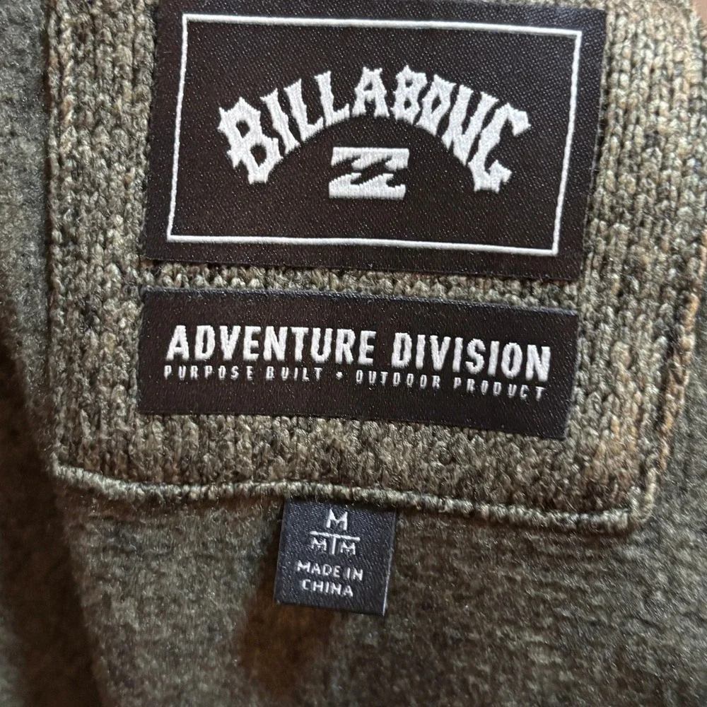 Billabong Adventure Division Mens M Quarter Zip Fleece Pullover Sweater Brown - Picture 4 of 5